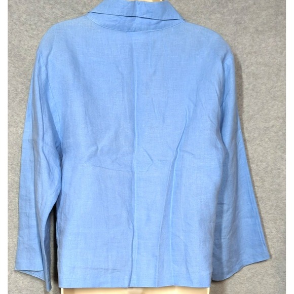 Habitat Clothes To Live In Shirt M 100% Linen Blue Button Up Relaxed Polished - Picture 2 of 8